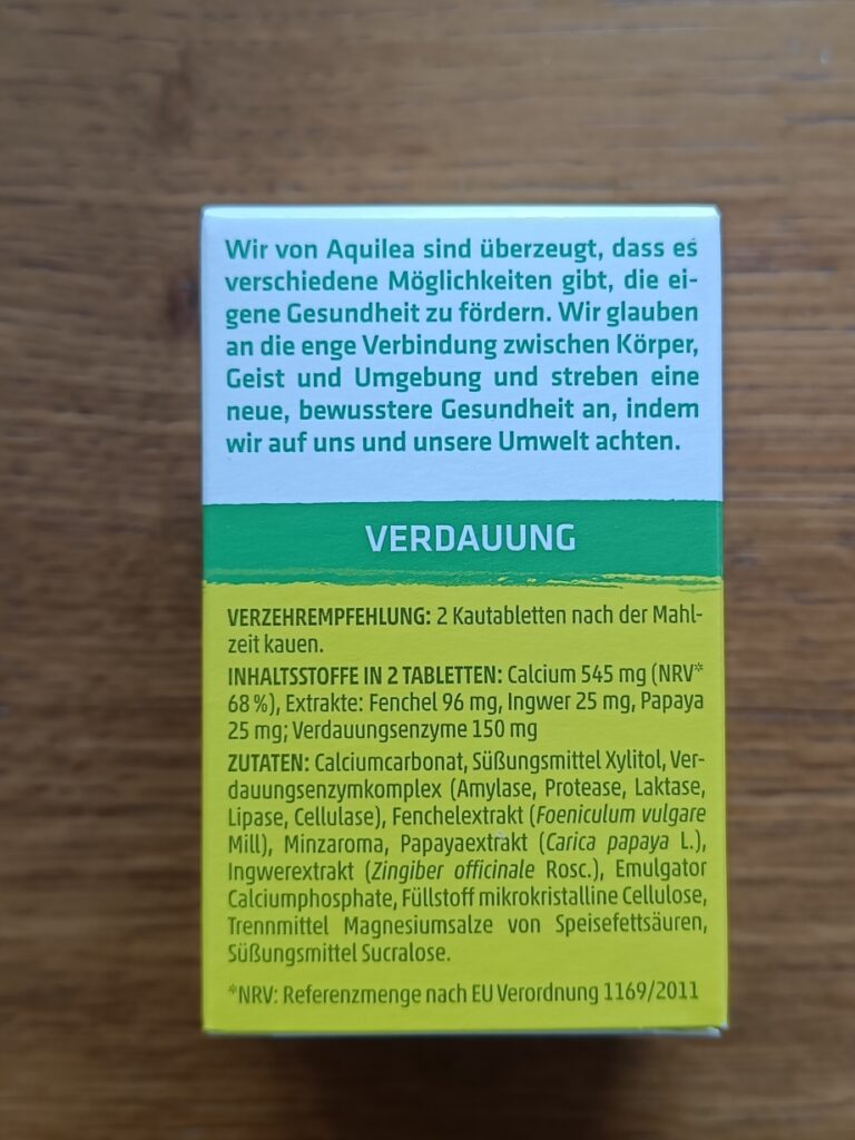 Rückseite der Verpackung